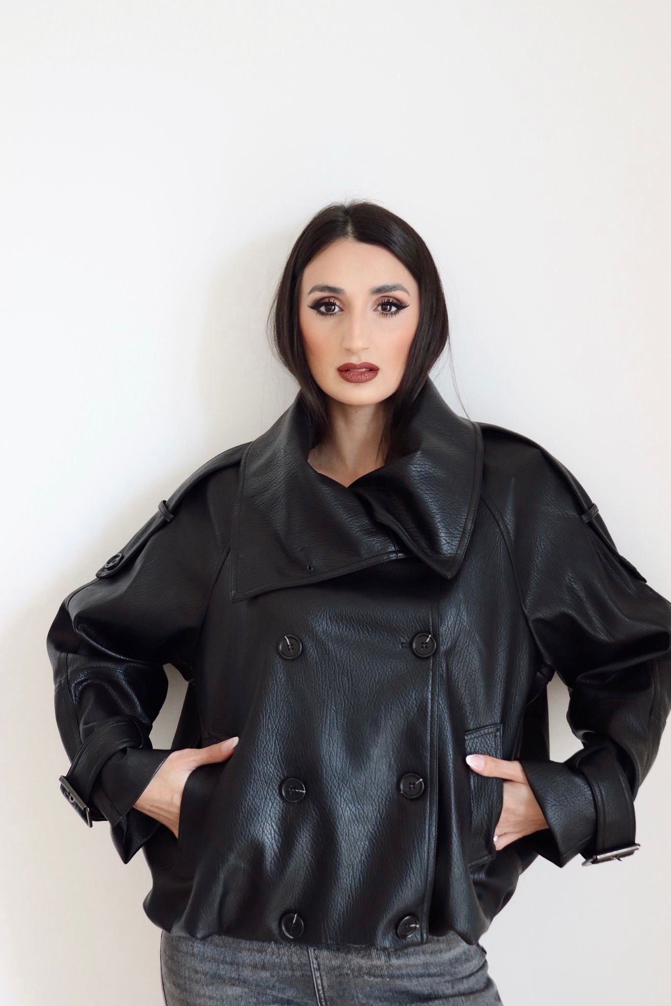 Chiodo in ecopelle oversize