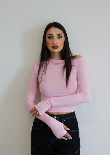 Maglia in licra con scollo asimmetrico