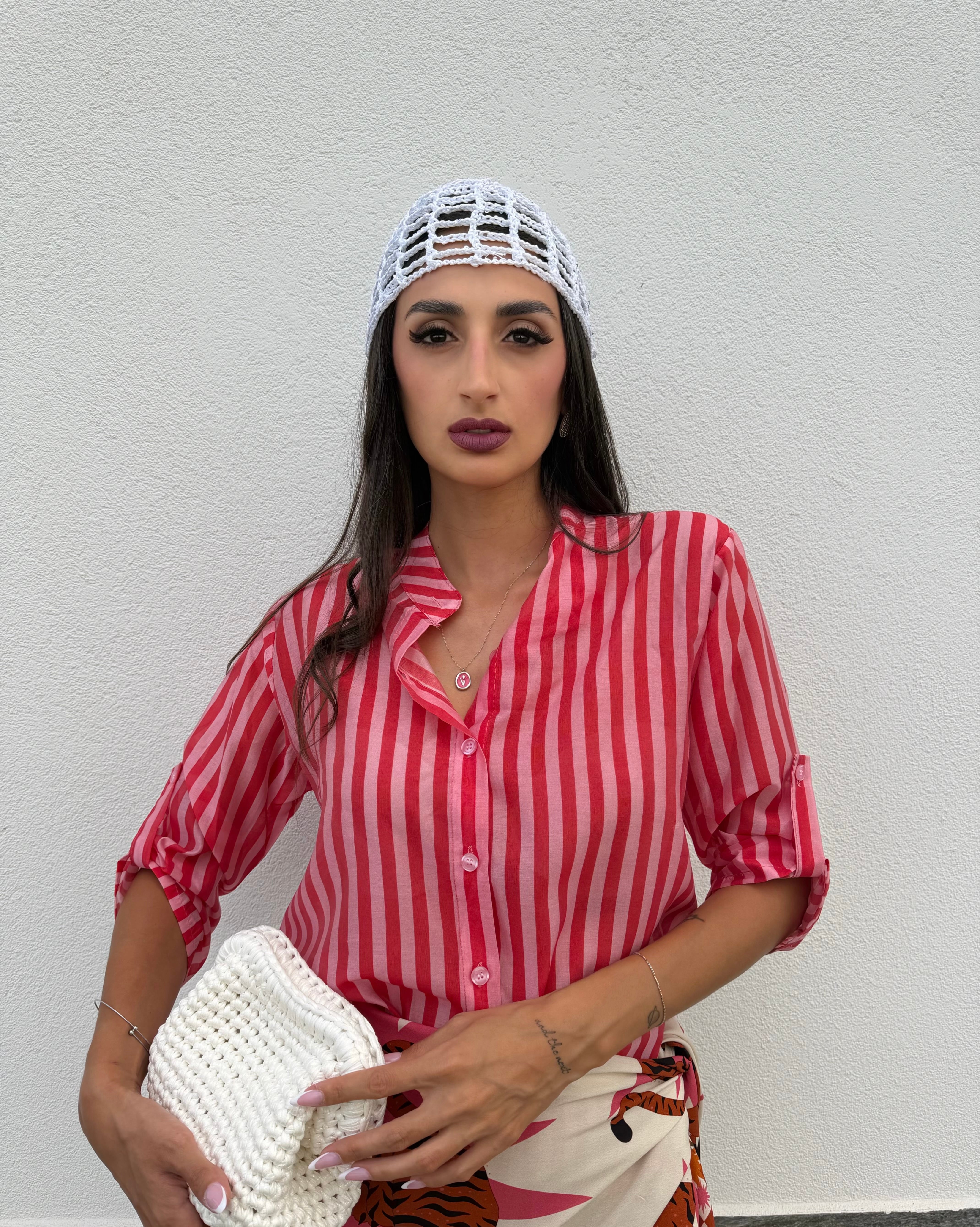 Camicia righe rosa/rossa