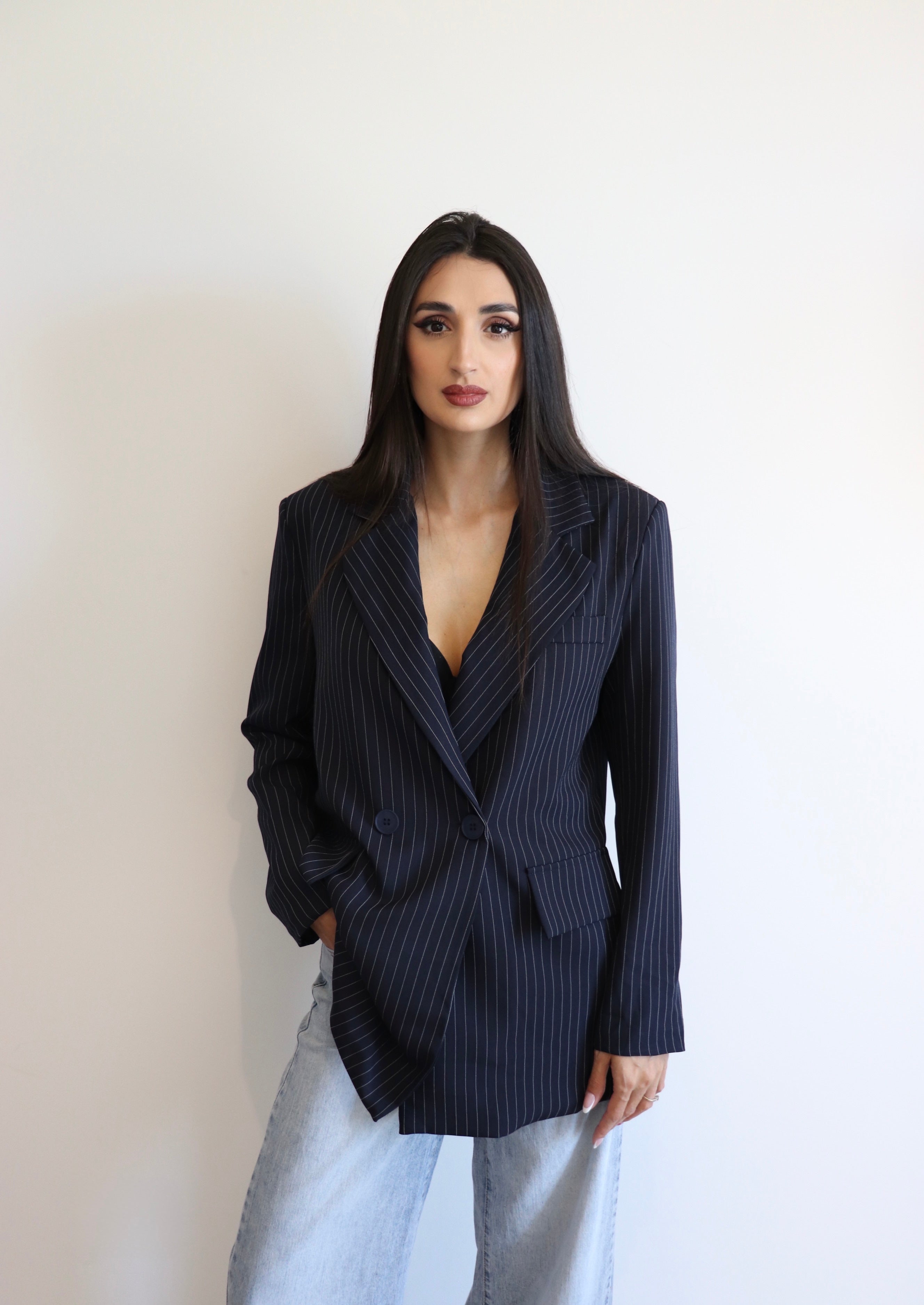 Blazer gessato doppio petto