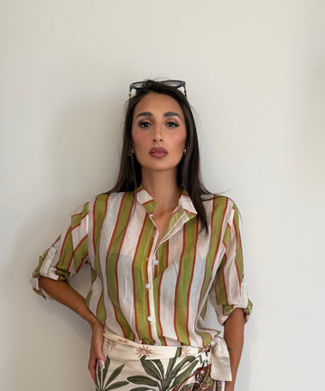 Camicia a righe verde/bianco
