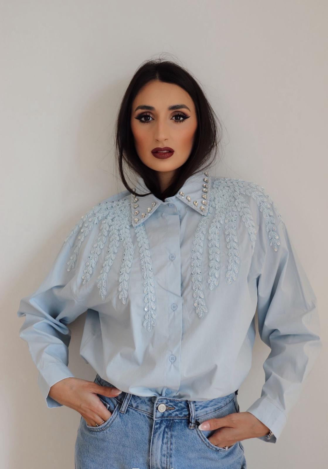 Camicia applicazioni gioiello