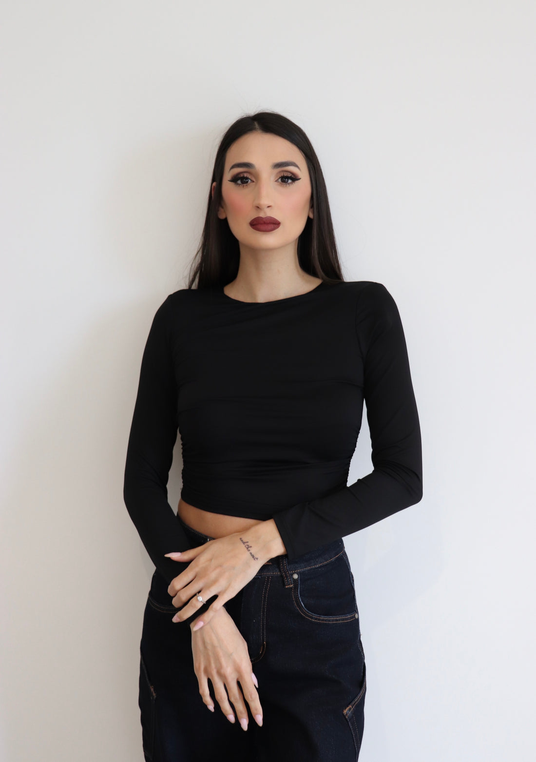 Maglia crop in licra