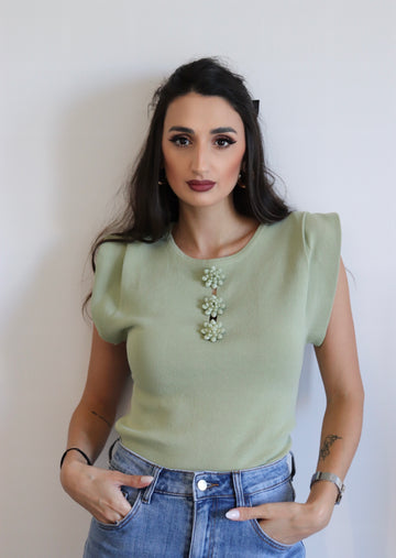 Maglia con fiori in rilievo